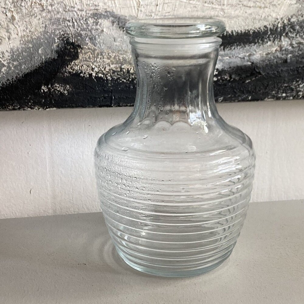 Vintage MCM Glass Beehive Water Juice Tea Pitcher Carafe Jug with Lid